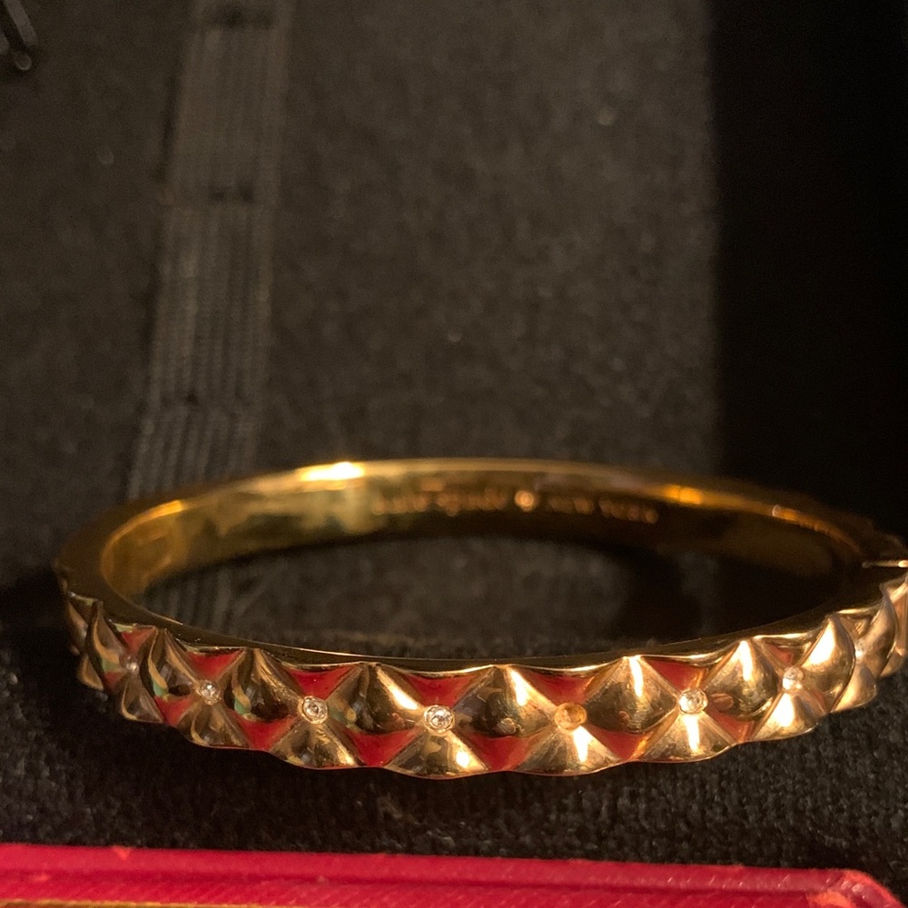kate spade Gold-Tone Studded Bangle with Crystal Details